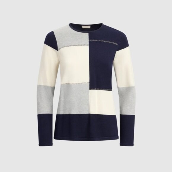 Laura Stone-embellished color block sweater Blue - Picture 4 of 10